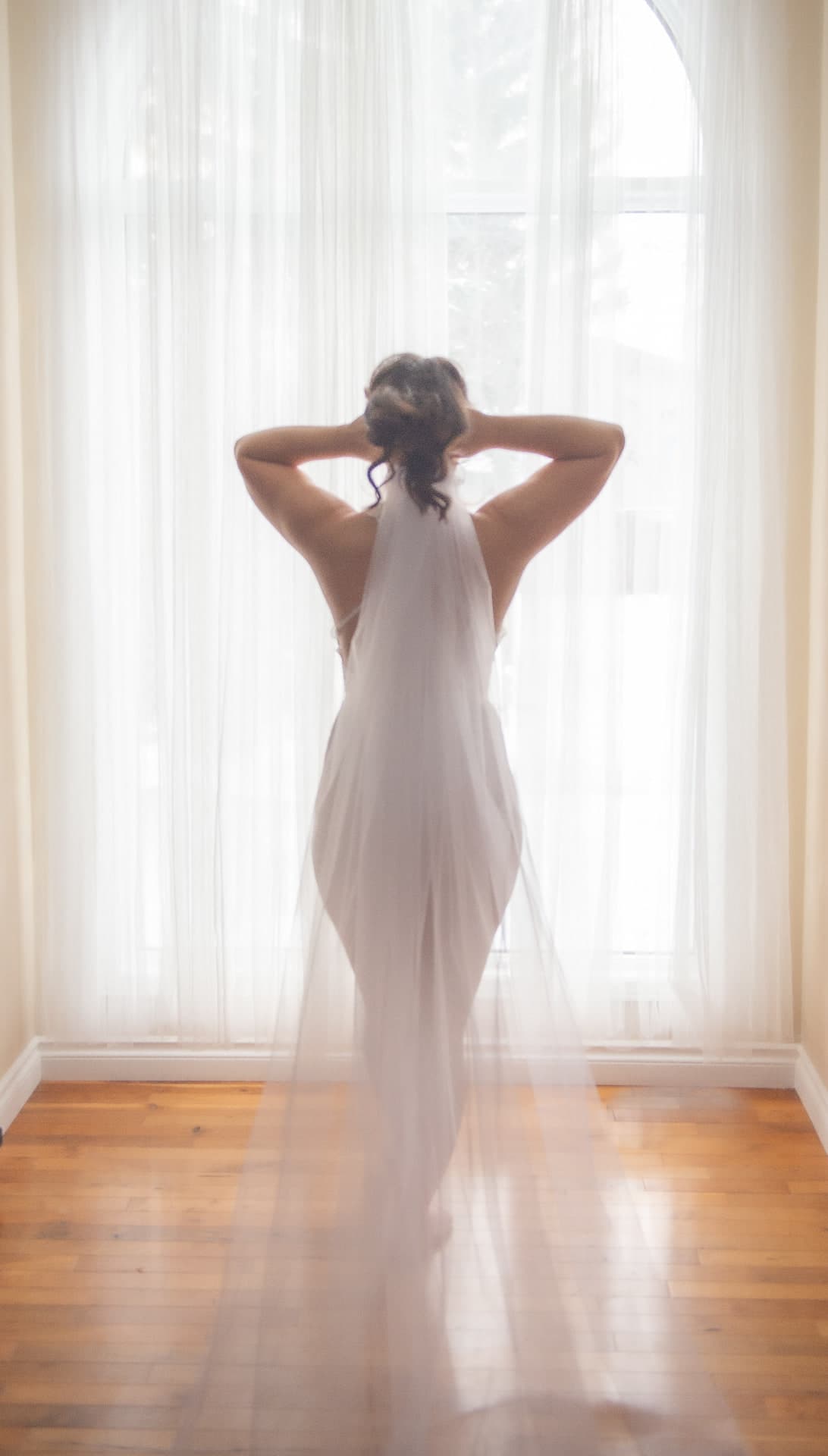 Elegant bride in white lace lingerie, intimate pre-wedding portrait - Bridal Boudoir Edmonton by Touchless Photography